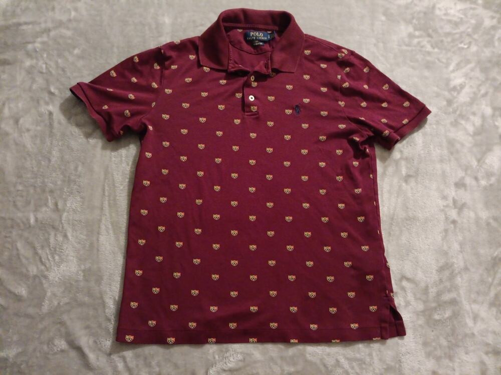 Polo Ralph Lauren Polo Shirt Mens Small Red Shield Print Custom Slim Fit Pony